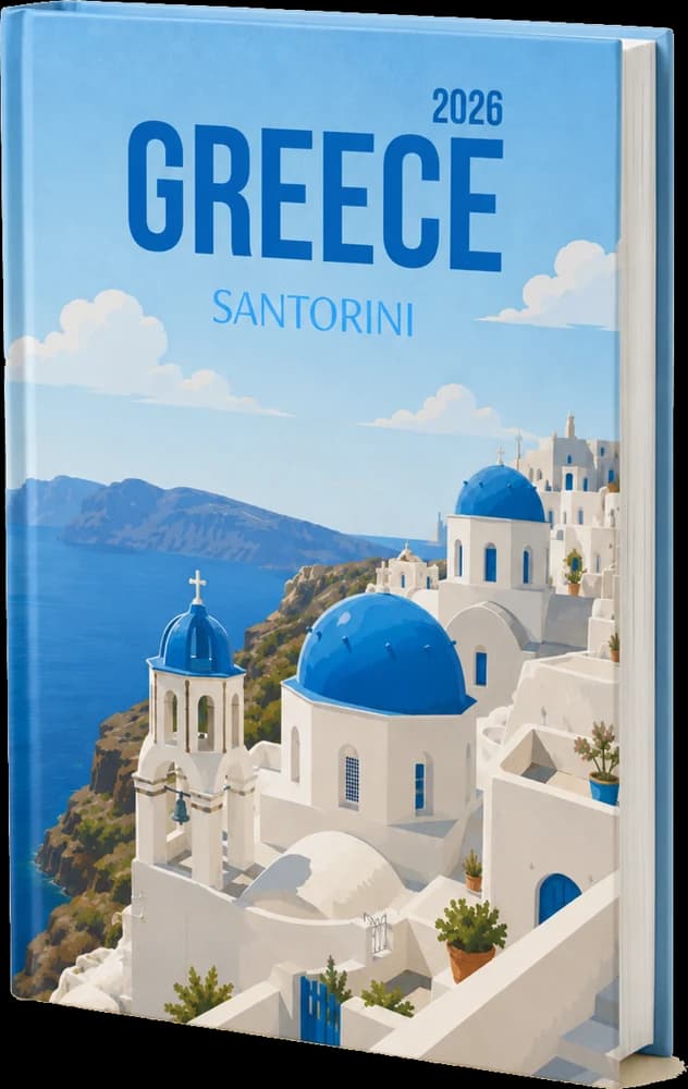 Fotoksiążka tematyczna Art of: Grecja z białymi domami Santorini na okładce